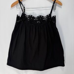 Roxy Black Camisole Tank Cotton with Lace Detail size M